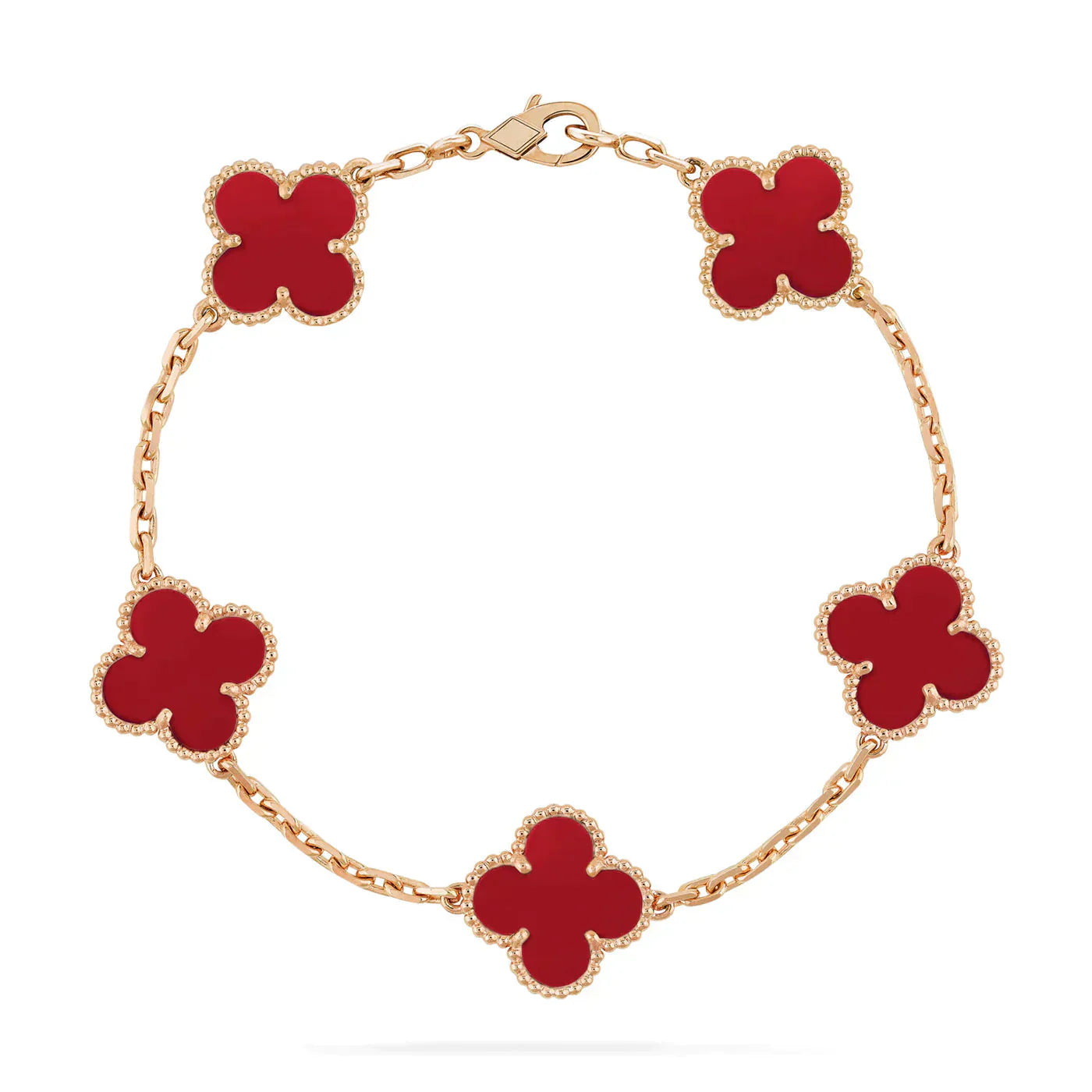 [Mystic Crown]CLOVER 5 MOTIFS RED AGATE  BRACELET