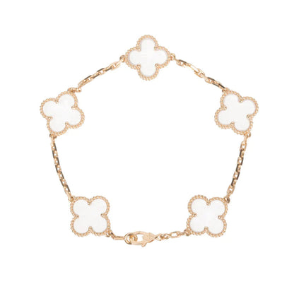 [Mystic Crown]CLOVER 5 MOTIF ROCK CRYSTAL PINK GOLD BRACELET