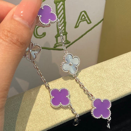 [Mystic Crown]CLOVER  5 MOTIFS  PURPLE VIOLET BRACELET SILVER-w