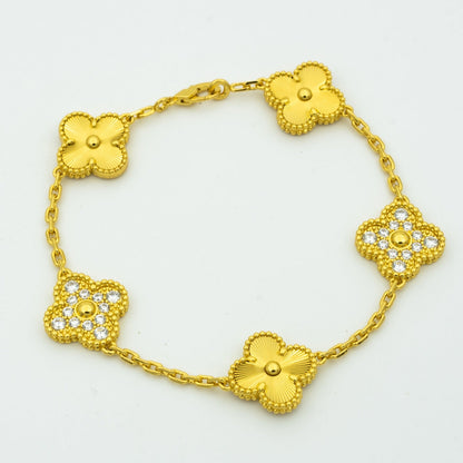 [Mystic Crown]CLOVER BRACELET 5 MOTIFS GOLD DIAMOND