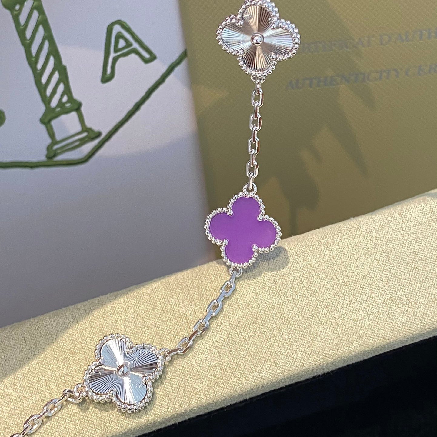 [Mystic Crown]CLOVER  5 MOTIFS  PURPLE VIOLET BRACELET SILVER-w
