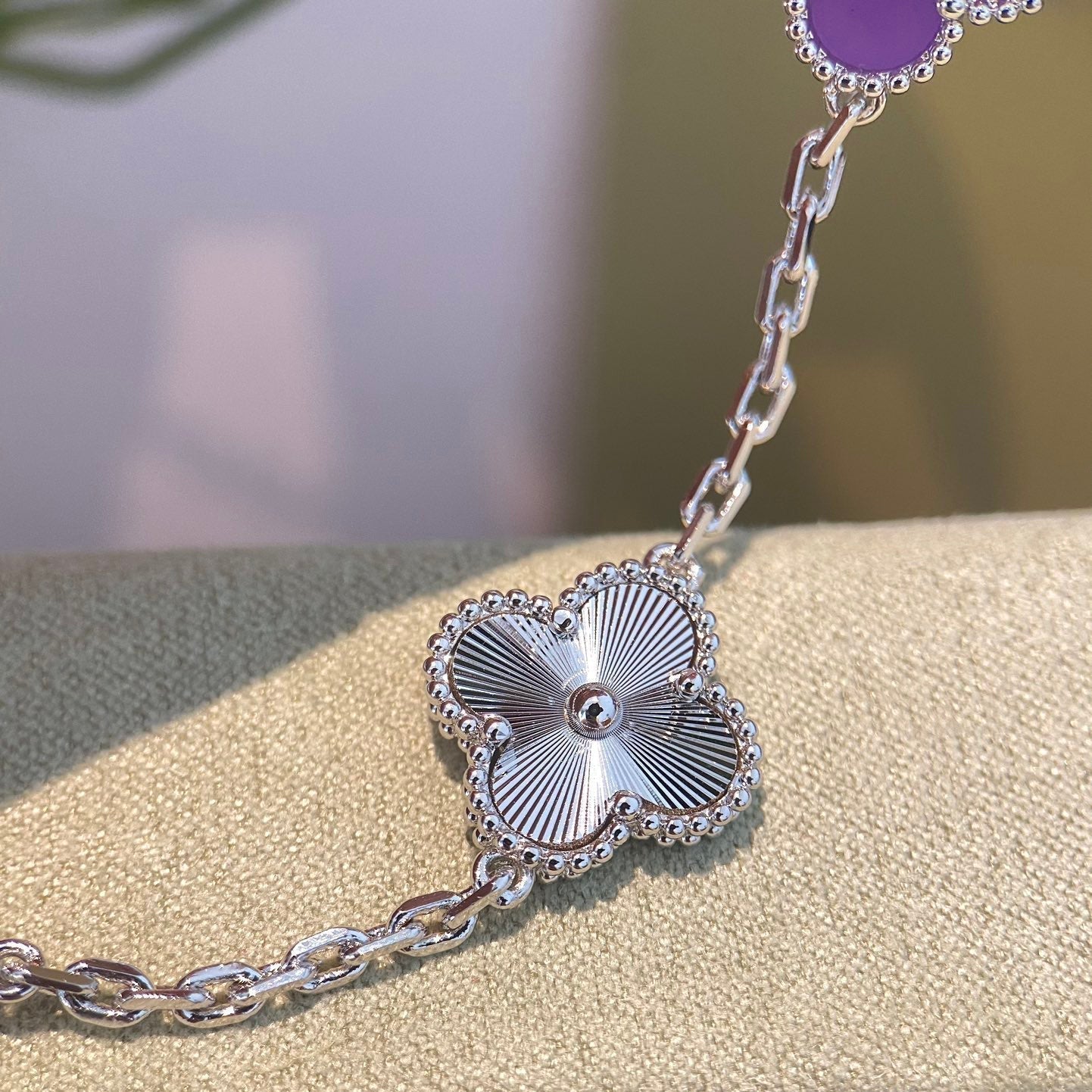 [Mystic Crown]CLOVER  5 MOTIFS  PURPLE VIOLET BRACELET SILVER-w
