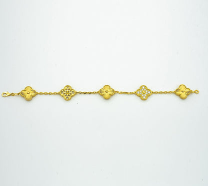 [Mystic Crown]CLOVER BRACELET 5 MOTIFS GOLD DIAMOND