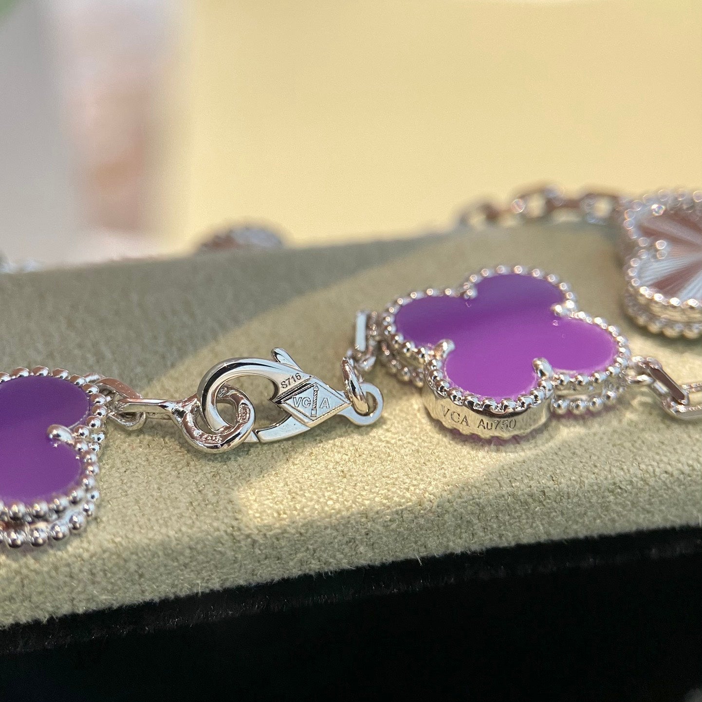 [Mystic Crown]CLOVER  5 MOTIFS  PURPLE VIOLET BRACELET SILVER-w