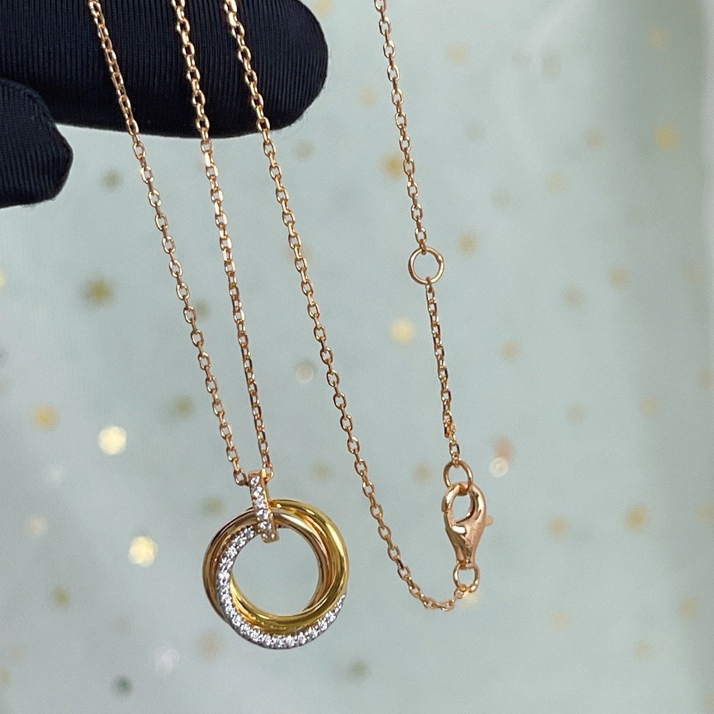 [Mystic Crown]TRINITY NECKLACE SILVER GOLD PINK GOLD DIAMONDS