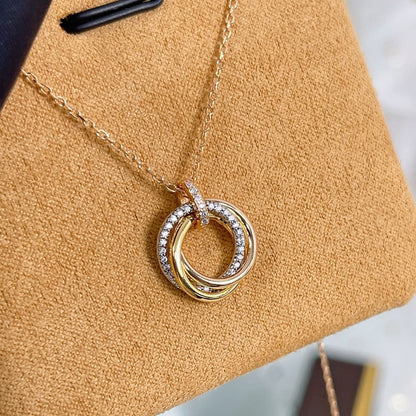 [Mystic Crown]TRINITY NECKLACE SILVER GOLD PINK GOLD DIAMONDS