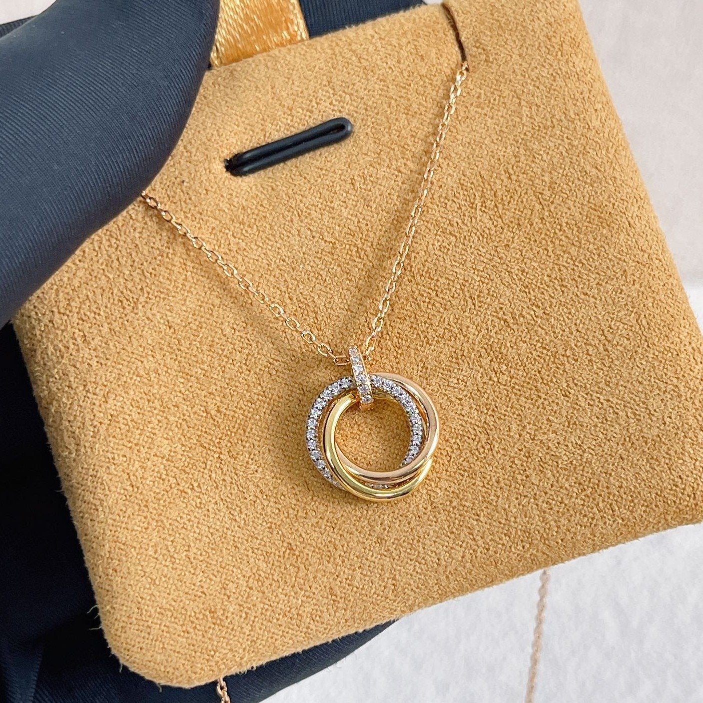 [Mystic Crown]TRINITY NECKLACE SILVER GOLD PINK GOLD DIAMONDS