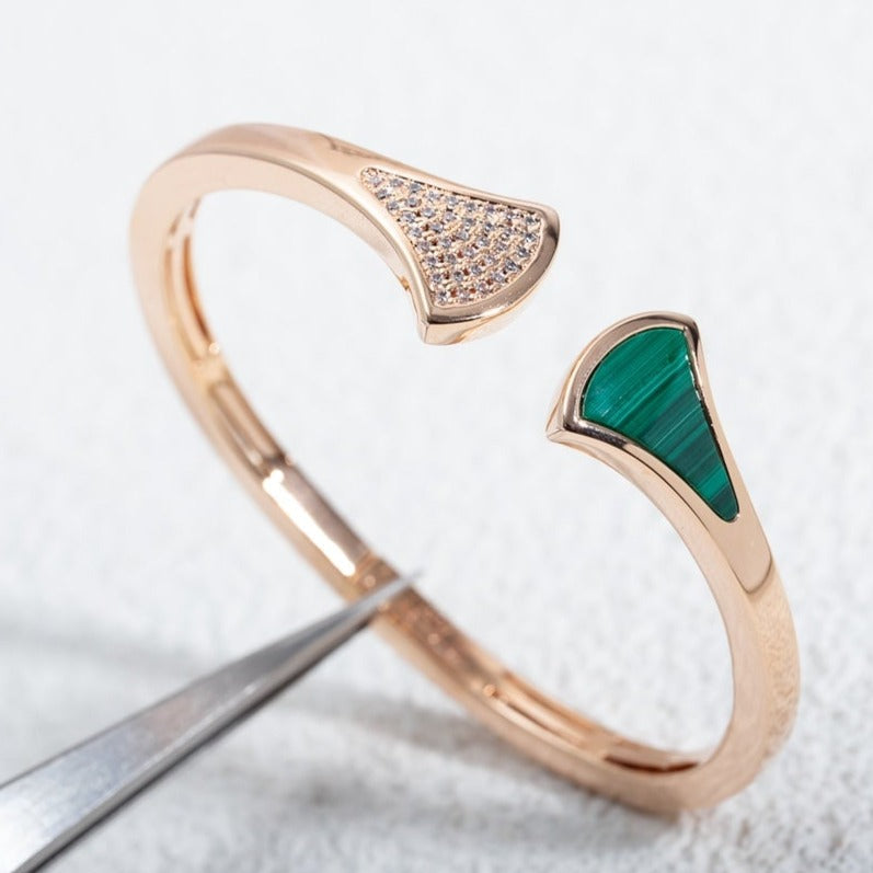 [Mystic Crown]DREAM BRACELET OPEN MALACHITE PINK GOLD