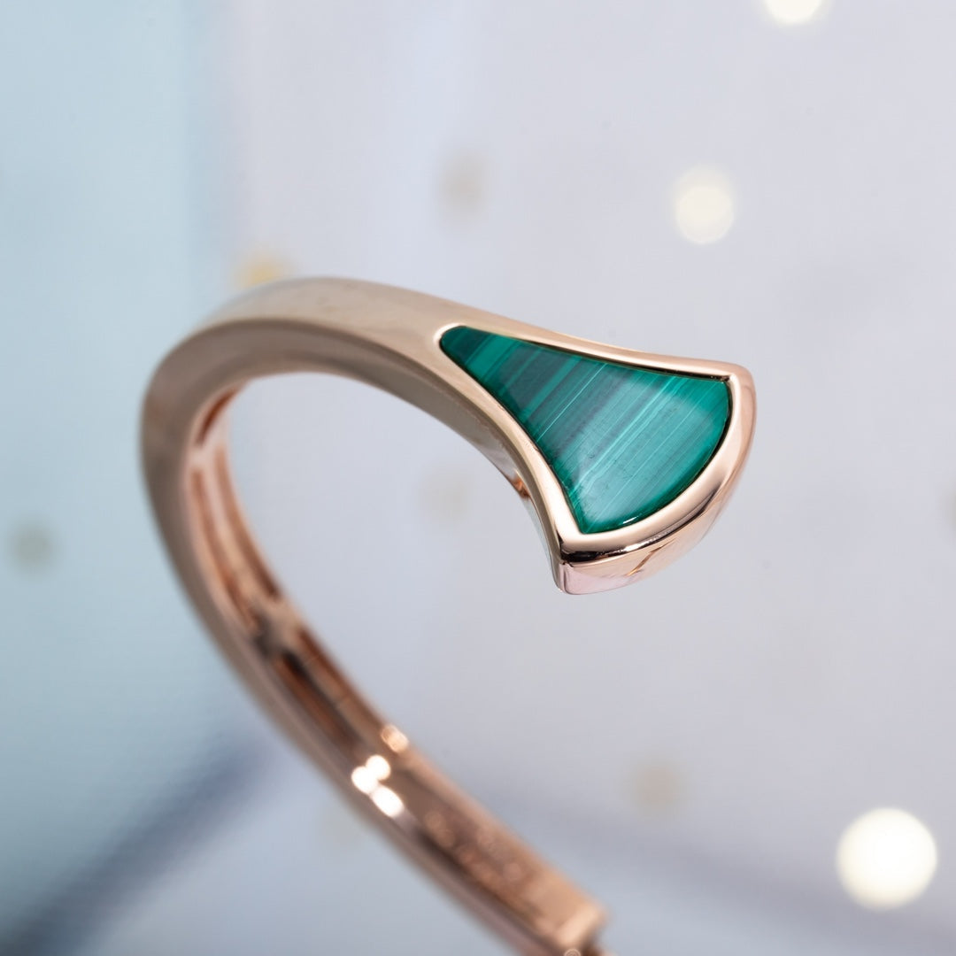 [Mystic Crown]DREAM BRACELET OPEN MALACHITE PINK GOLD
