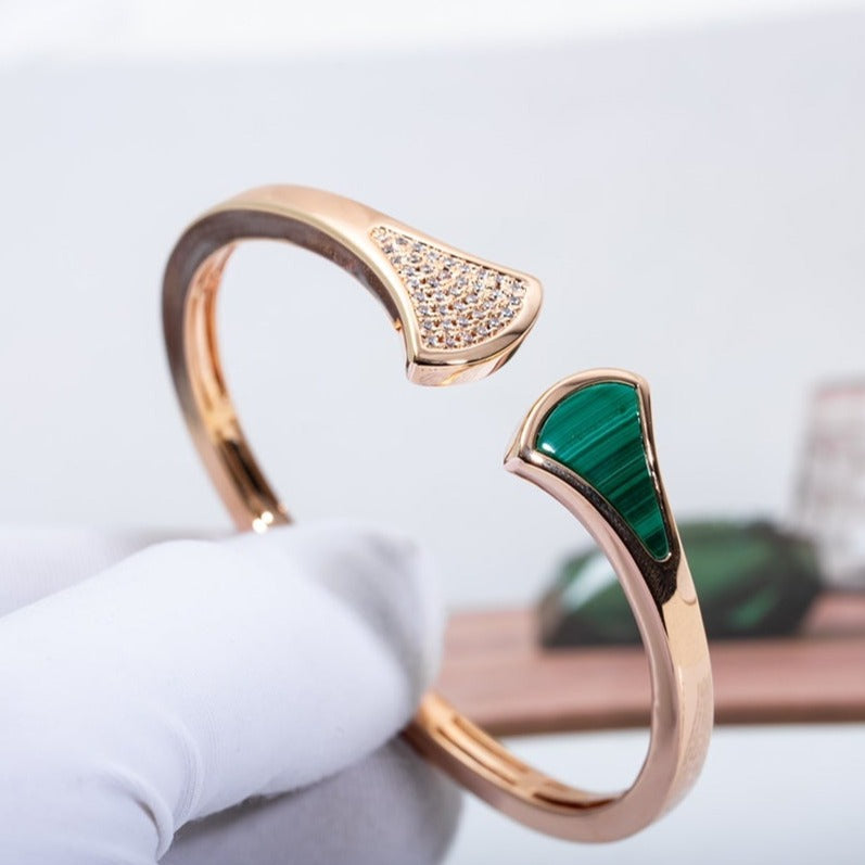 [Mystic Crown]DREAM BRACELET OPEN MALACHITE PINK GOLD