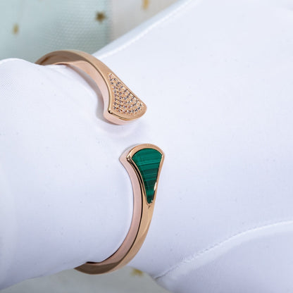 [Mystic Crown]DREAM BRACELET OPEN MALACHITE PINK GOLD