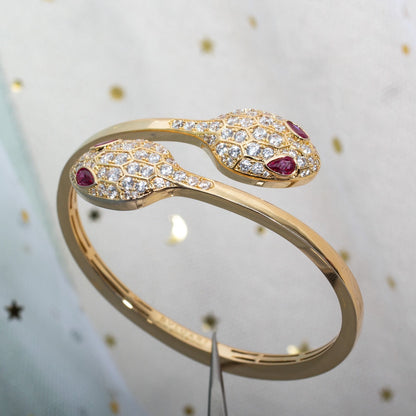 [Mystic Crown]SERPENTI BRACELET PINK GOLD DIAMOND DOUBLE SNAKE