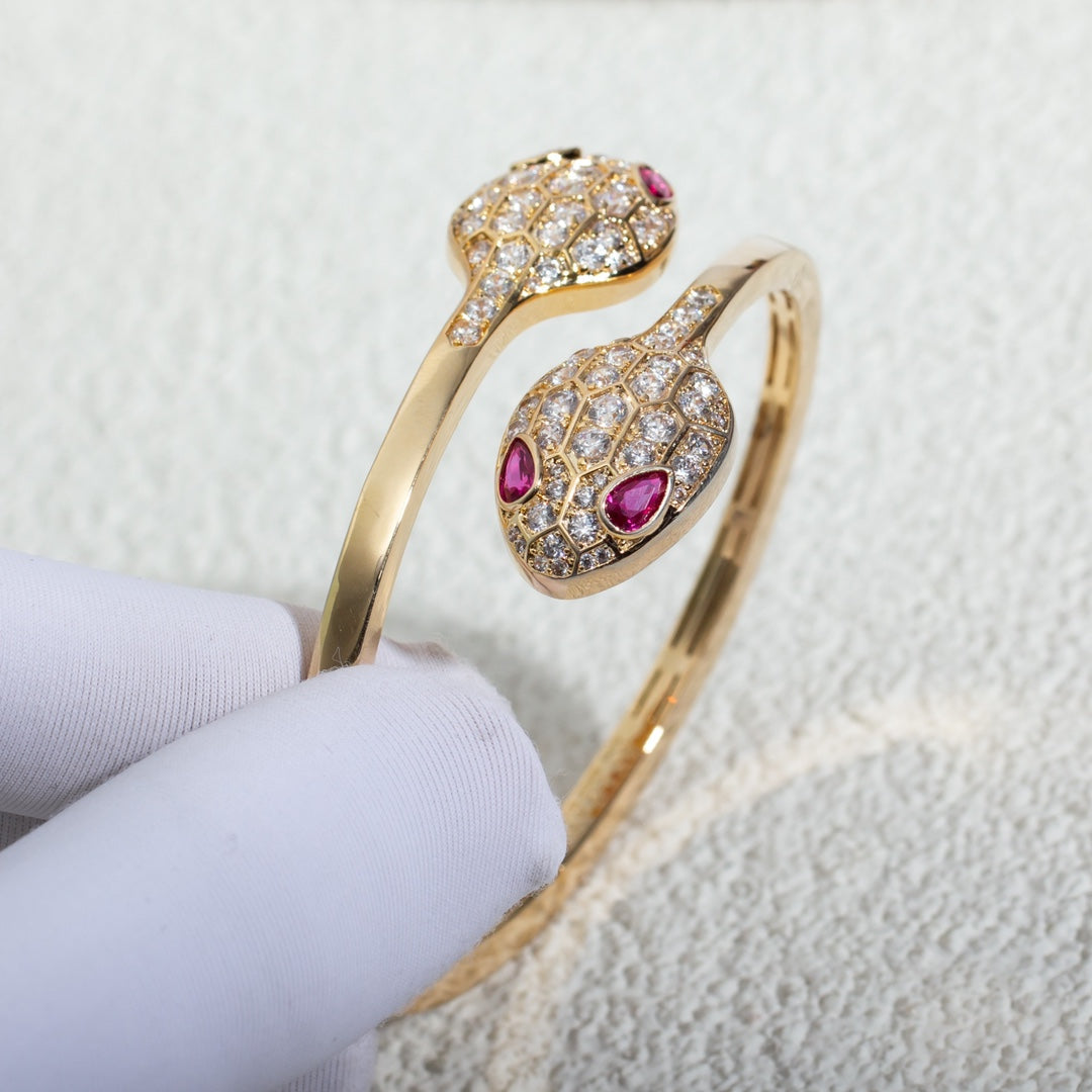 [Mystic Crown]SERPENTI BRACELET PINK GOLD DIAMOND DOUBLE SNAKE