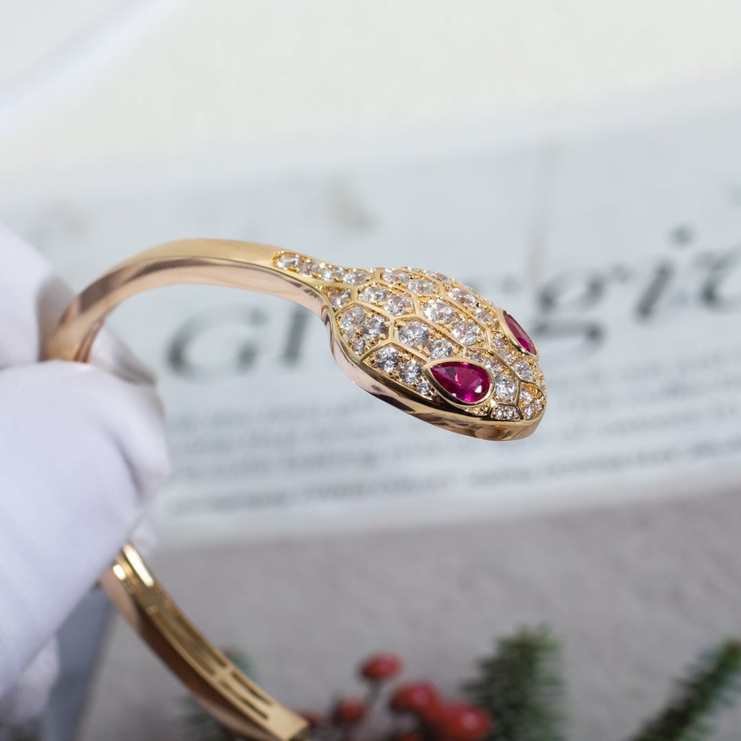[Mystic Crown]SERPENTI BRACELET PINK GOLD DIAMOND DOUBLE SNAKE