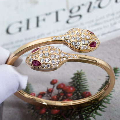 [Mystic Crown]SERPENTI BRACELET PINK GOLD DIAMOND DOUBLE SNAKE