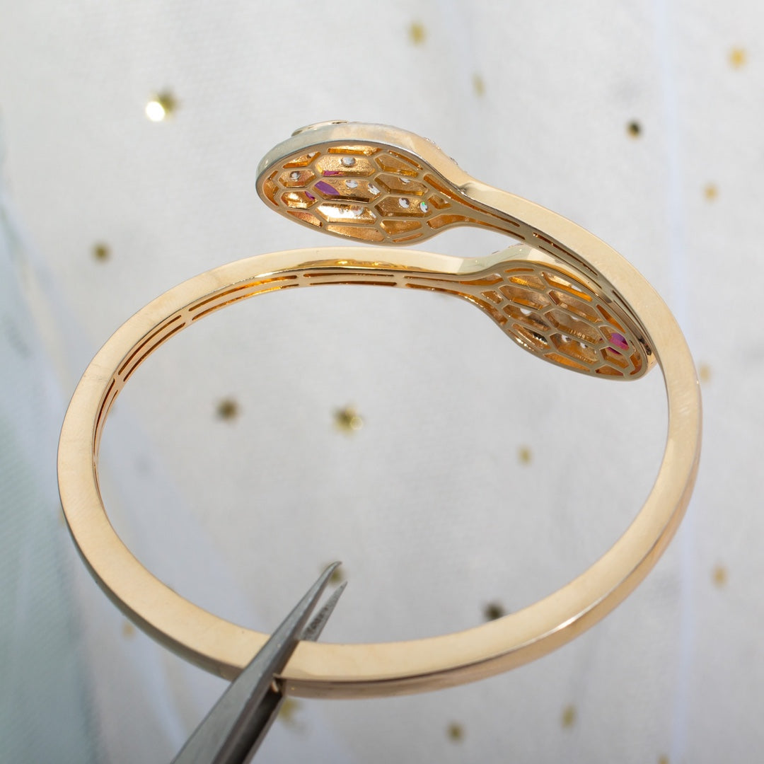 [Mystic Crown]SERPENTI BRACELET PINK GOLD DIAMOND DOUBLE SNAKE