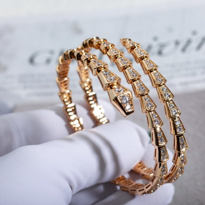 [Mystic Crown]SERPENTI BRACELET PINK GOLD DIAMOND DOUBLE ROW