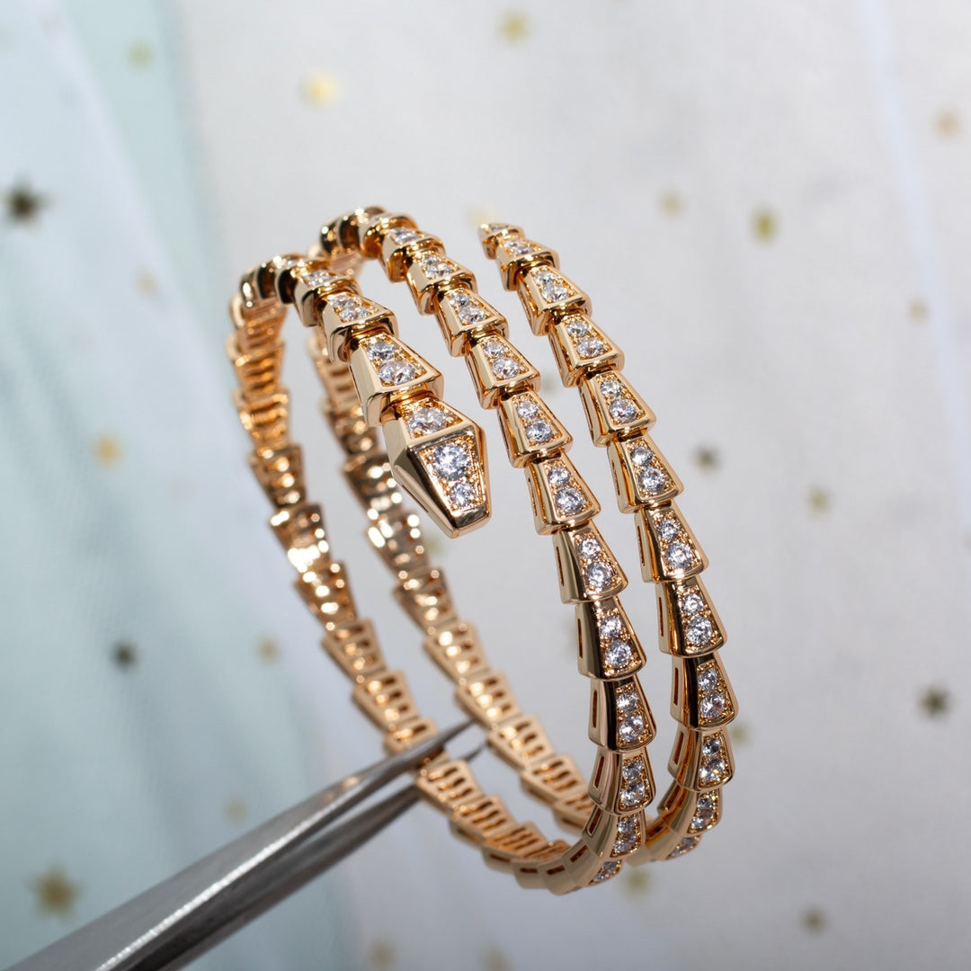 [Mystic Crown]SERPENTI BRACELET PINK GOLD DIAMOND DOUBLE ROW