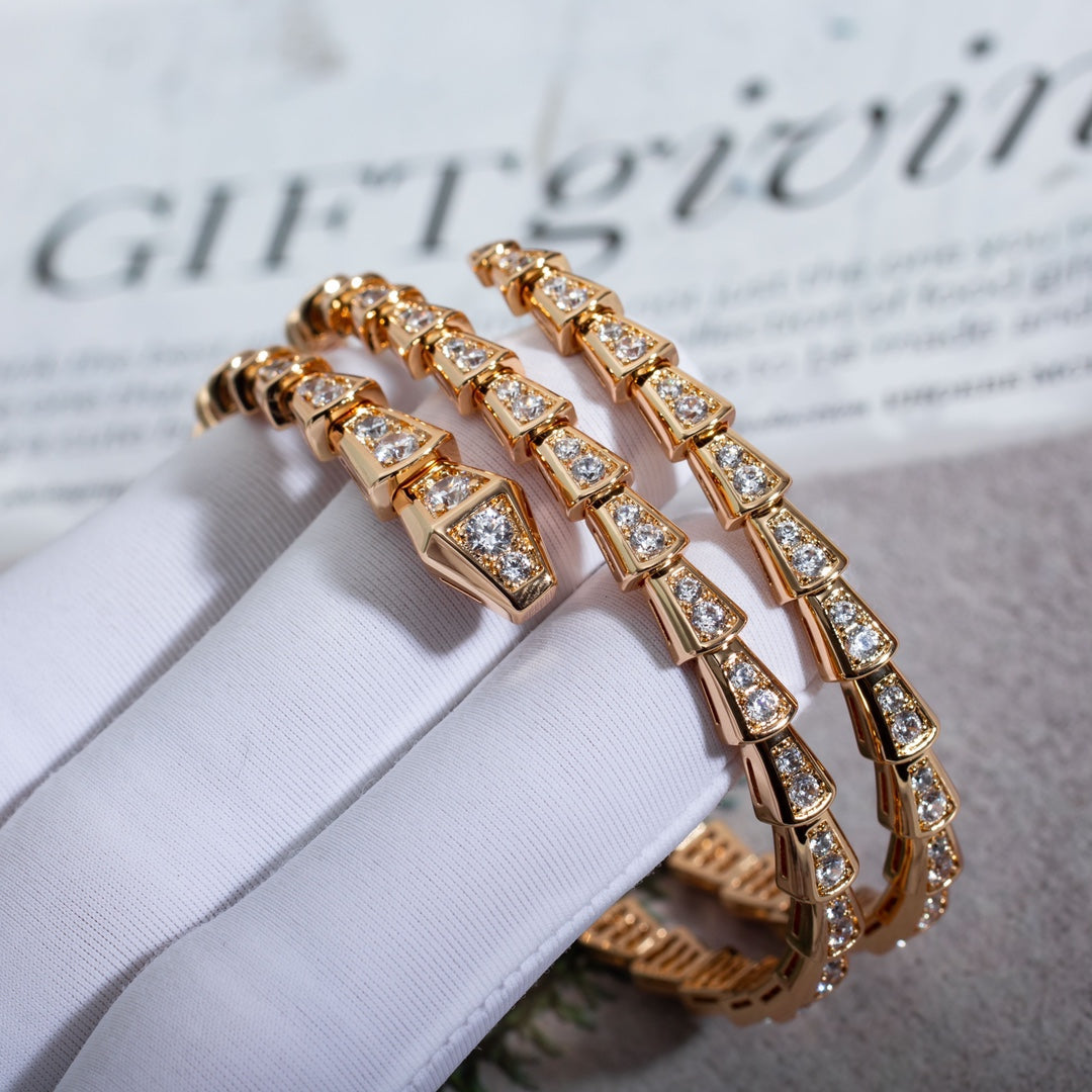 [Mystic Crown]SERPENTI BRACELET PINK GOLD DIAMOND DOUBLE ROW