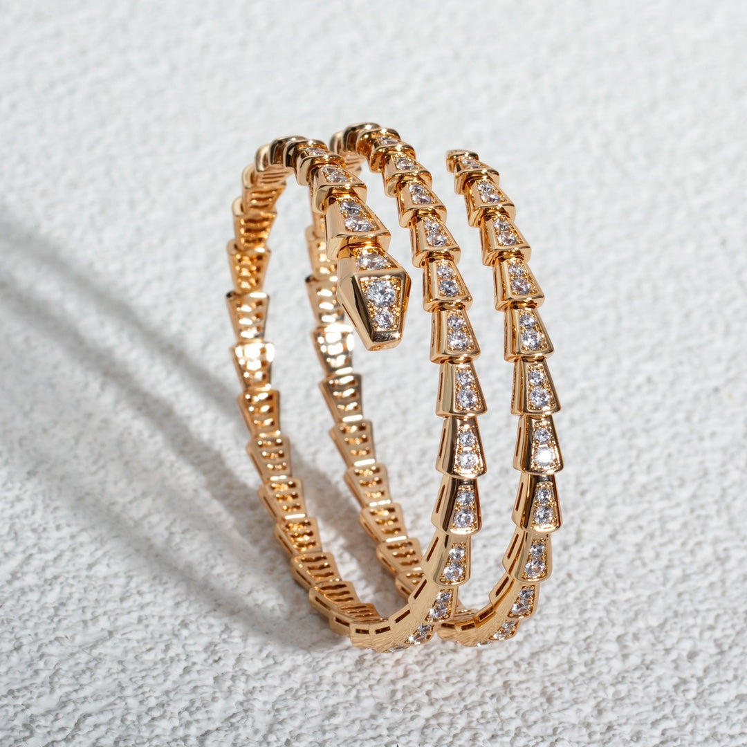 [Mystic Crown]SERPENTI BRACELET PINK GOLD DIAMOND DOUBLE ROW