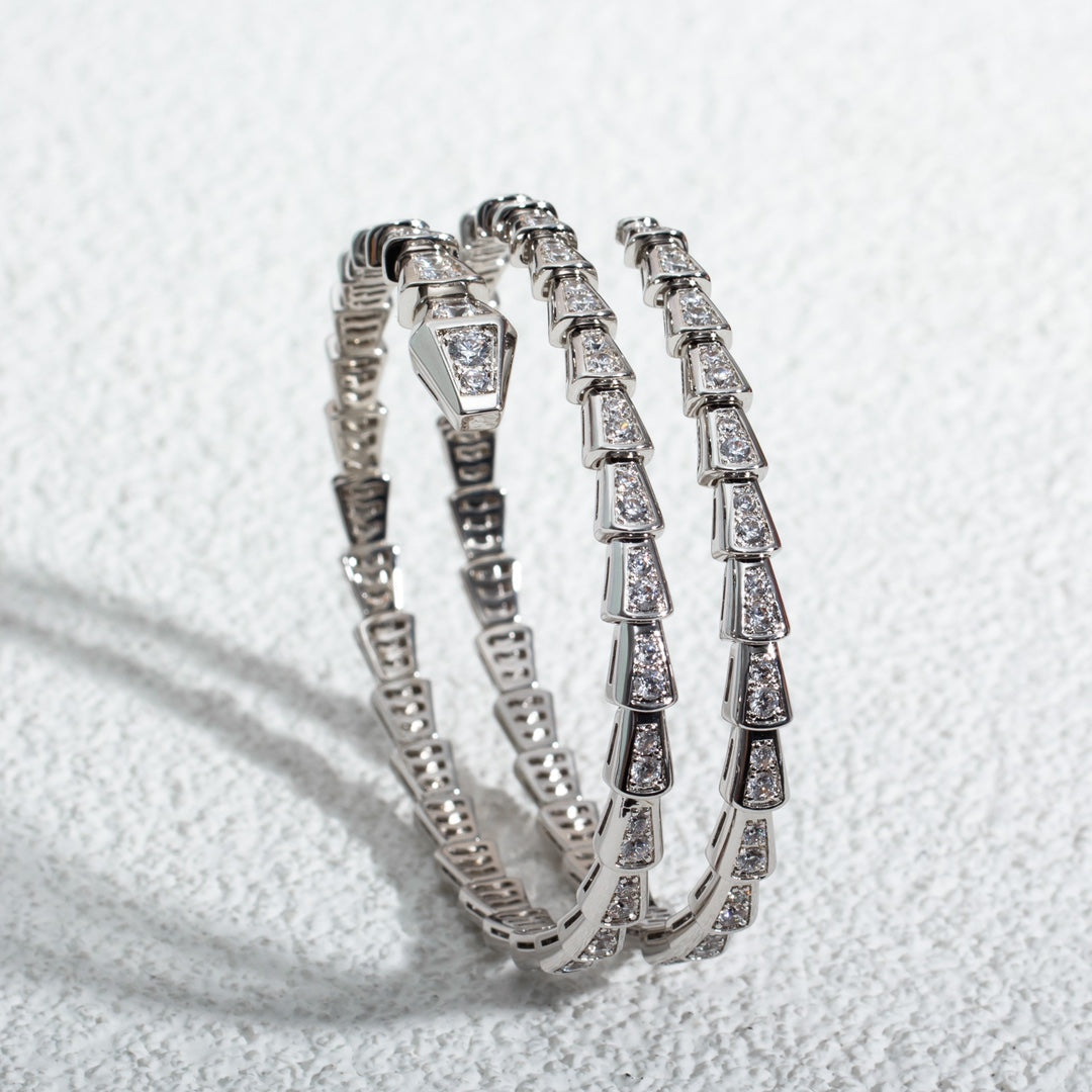 [Mystic Crown]SERPENTI BRACELET SILVER DIAMOND DOUBLE ROW