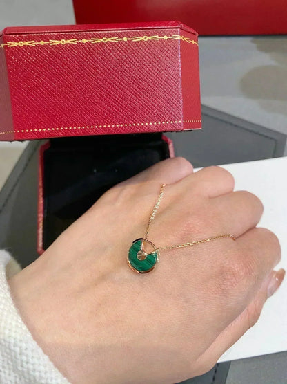 [Mystic Crown]AMULETTE ROSE GOLD MALACHITE NECKLACE