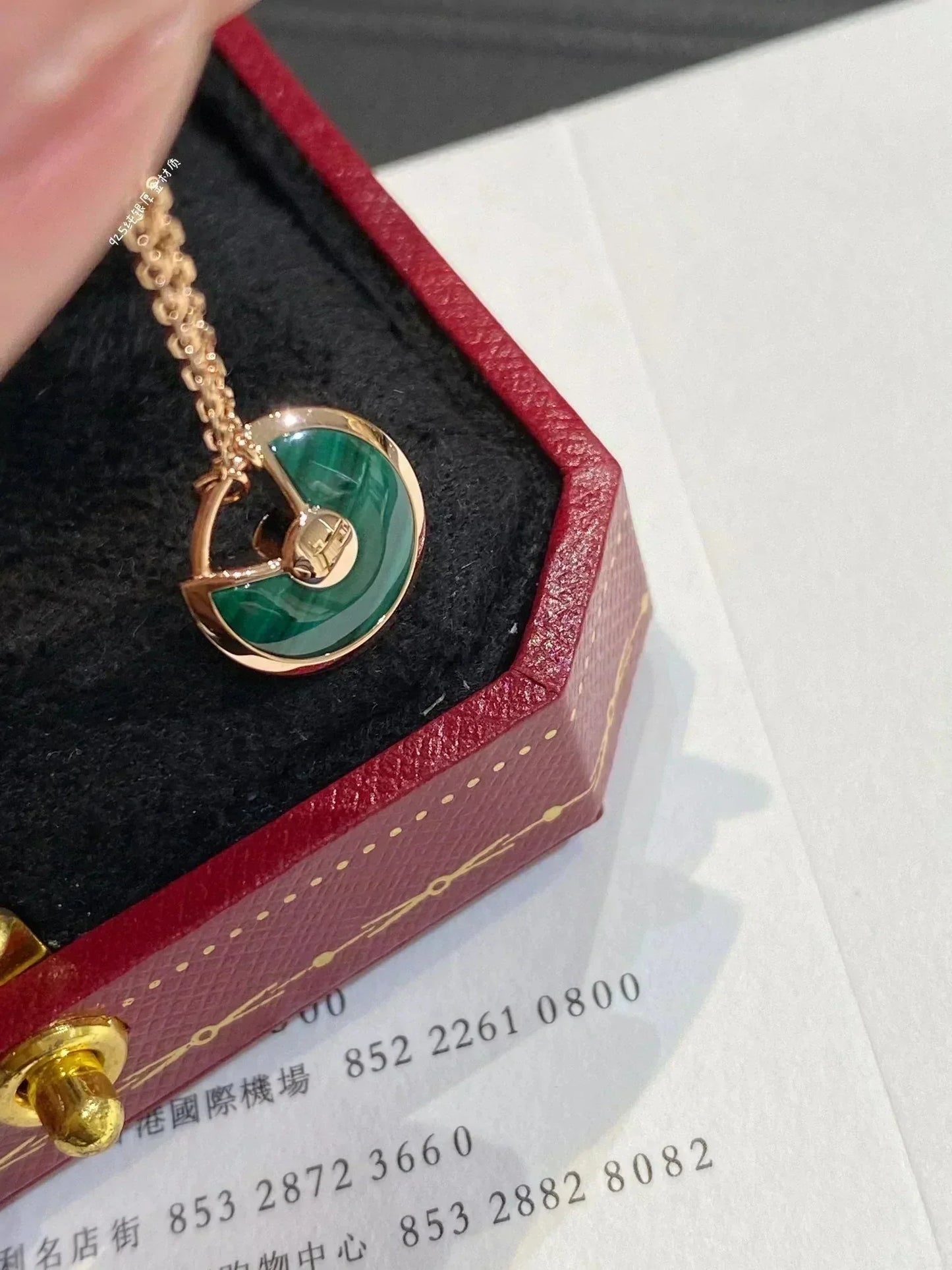 [Mystic Crown]AMULETTE ROSE GOLD MALACHITE NECKLACE