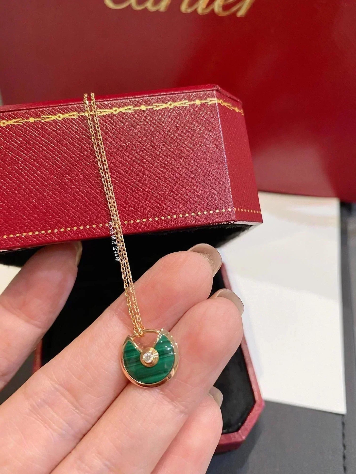 [Mystic Crown]AMULETTE ROSE GOLD MALACHITE NECKLACE
