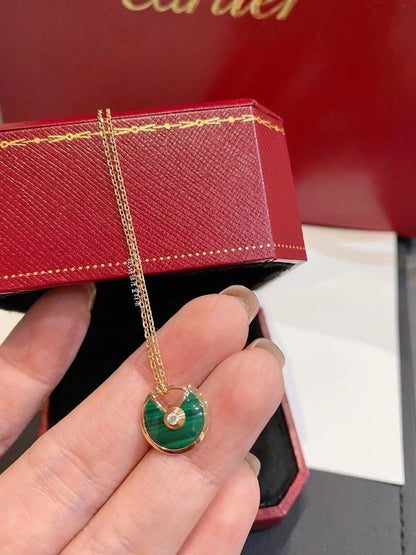 [Mystic Crown]AMULETTE ROSE GOLD MALACHITE NECKLACE