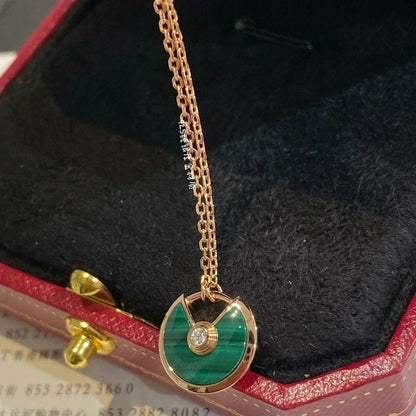 [Mystic Crown]AMULETTE ROSE GOLD MALACHITE NECKLACE
