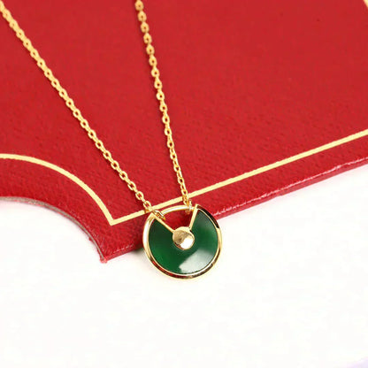 [Mystic Crown]AMULETTE GOLD MALACHITE NECKLACE