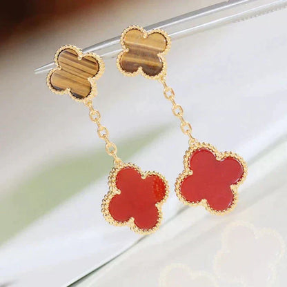 [Mystic Crown]CLOVER  2 MOTIF  TIGER EYE CARNELIAN EARRINGS
