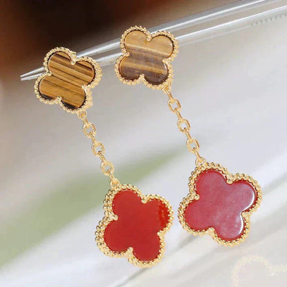 [Mystic Crown]CLOVER  2 MOTIF  TIGER EYE CARNELIAN EARRINGS