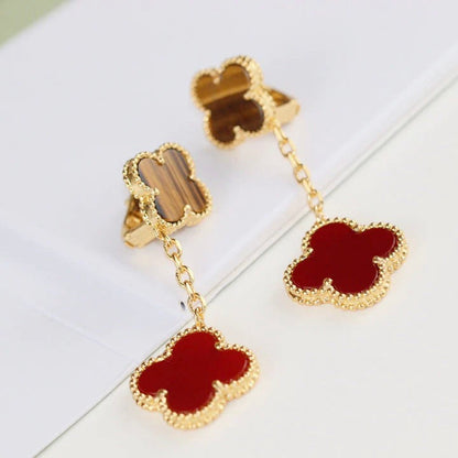 [Mystic Crown]CLOVER  2 MOTIF  TIGER EYE CARNELIAN EARRINGS