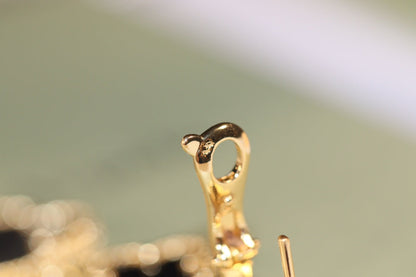 [Mystic Crown]CLOVER EARRINGS GOLD ONYX MOP 3 MOTIF