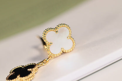 [Mystic Crown]CLOVER EARRINGS GOLD ONYX MOP 3 MOTIF