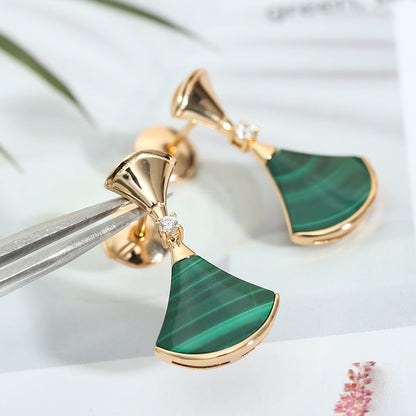 [Mystic Crown]DREAM MALACHITE PINK GOLD EARRINGS