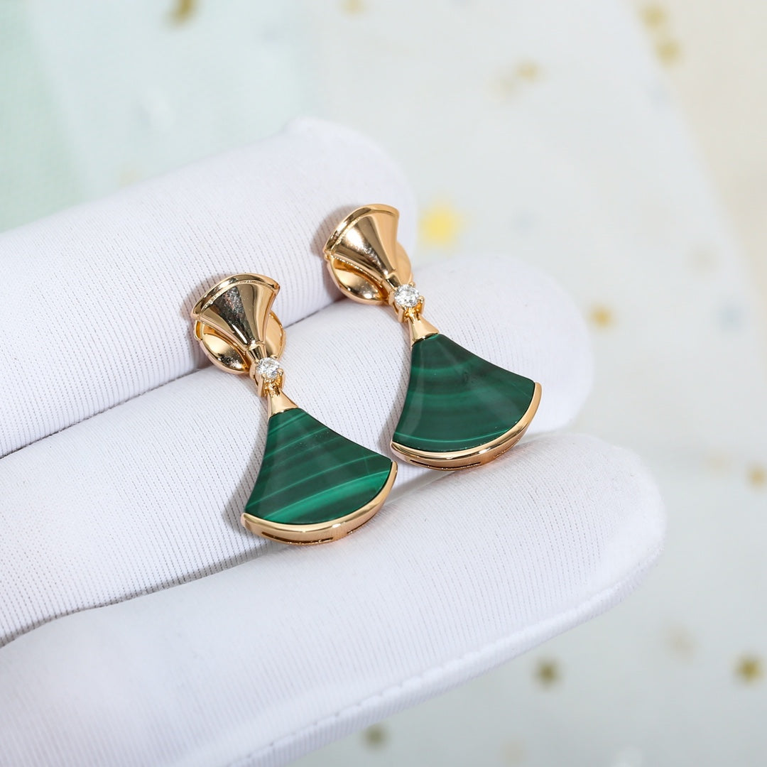 [Mystic Crown]DREAM MALACHITE PINK GOLD EARRINGS