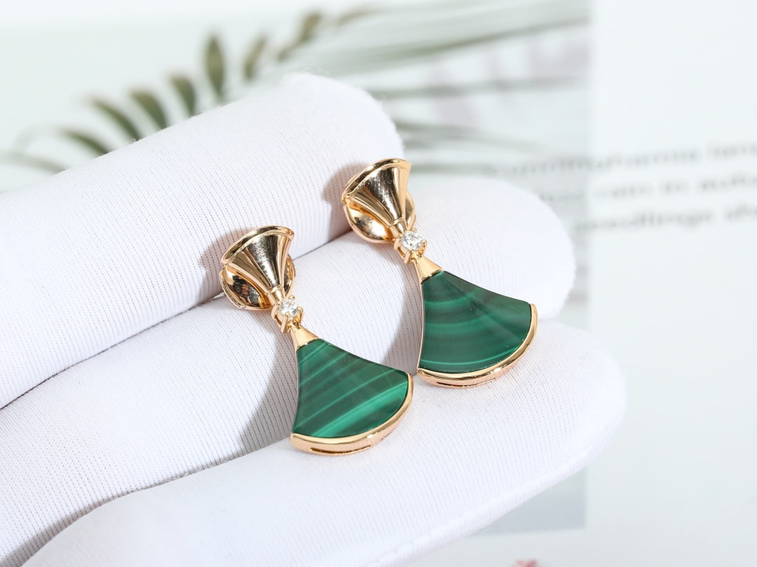 [Mystic Crown]DREAM MALACHITE PINK GOLD EARRINGS