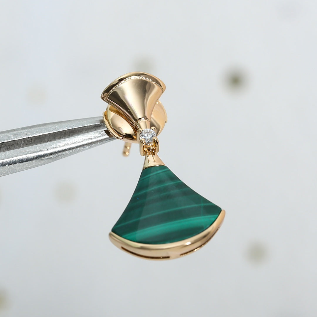 [Mystic Crown]DREAM MALACHITE PINK GOLD EARRINGS