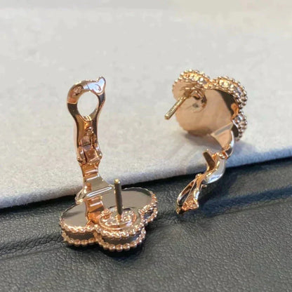 [Mystic Crown]CLOVER MEDIUM 1 MOTIFS GRAY MOP  DIAMOND EARRINGS
