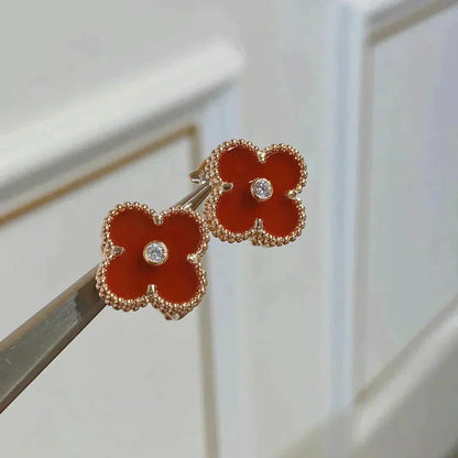 [Mystic Crown]CLOVER MEDIUM 1 MOTIFS CARNELIAN  DIAMOND earrings
