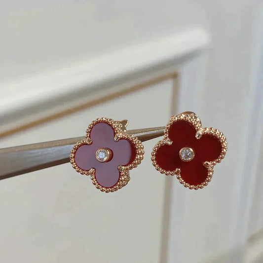 [Mystic Crown]CLOVER MEDIUM 1 MOTIFS CARNELIAN  DIAMOND earrings