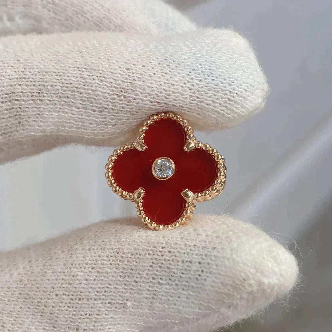 [Mystic Crown]CLOVER MEDIUM 1 MOTIFS CARNELIAN  DIAMOND earrings