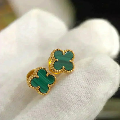 [Mystic Crown]CLOVER MINI 9.5MM MALACHITE  EARRINGS