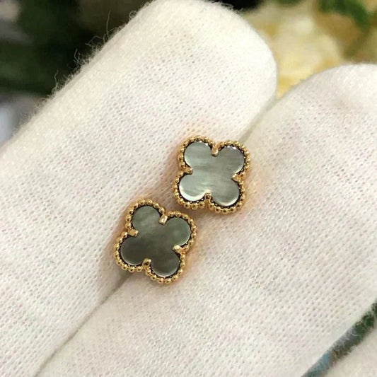 [Mystic Crown]CLOVER MINI 9.5MM GRAY MOP EARRINGS