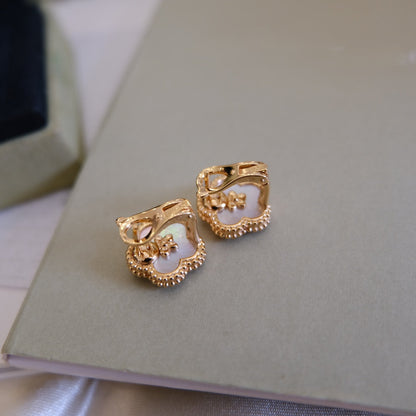 [Mystic Crown]LUCKY PINK GOLD WHITE MOP EARRINGS