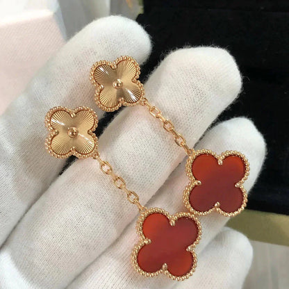 [Mystic Crown]CLOVER 2 MOTIF  LASER CARNELIAN EARRINGS
