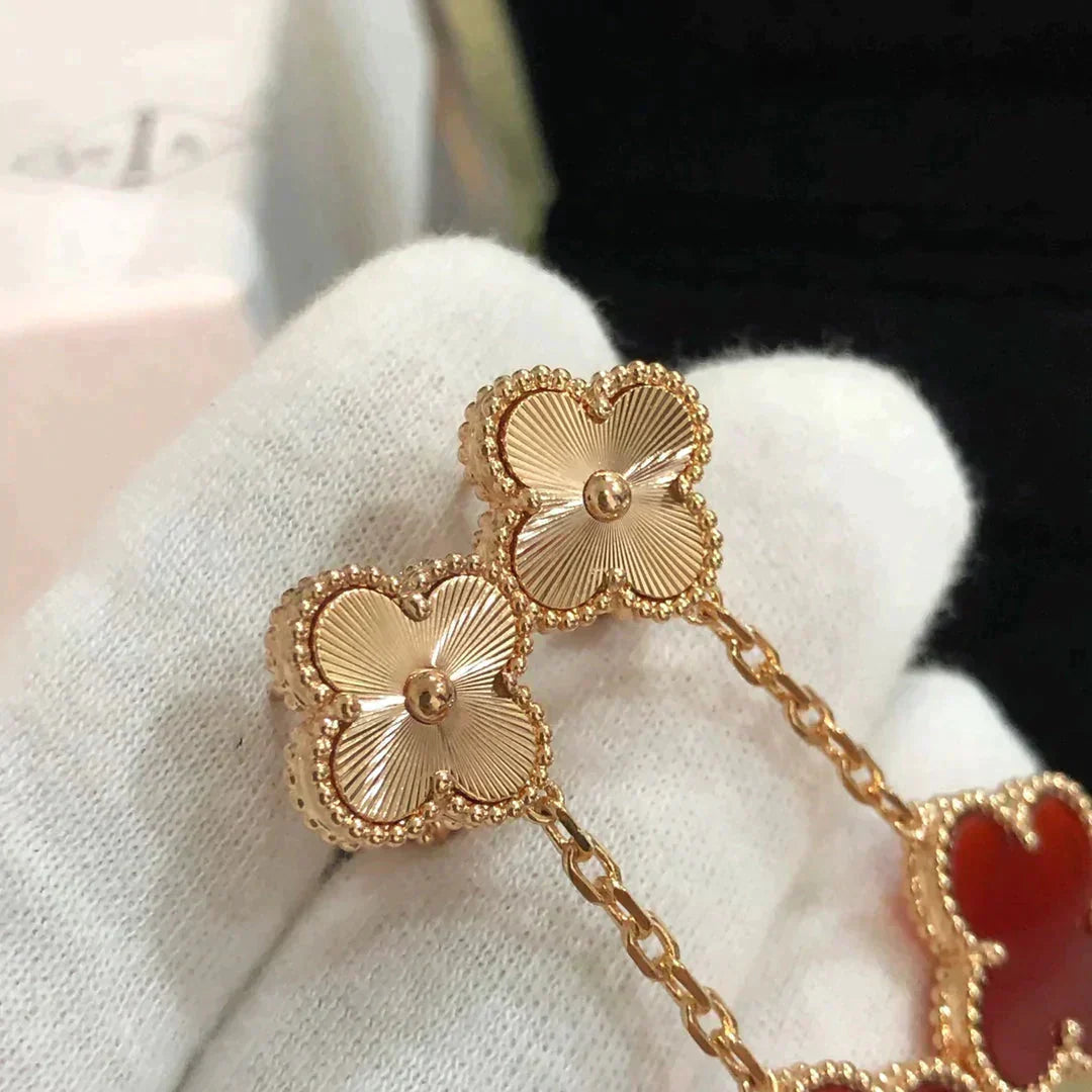 [Mystic Crown]CLOVER 2 MOTIF  LASER CARNELIAN EARRINGS