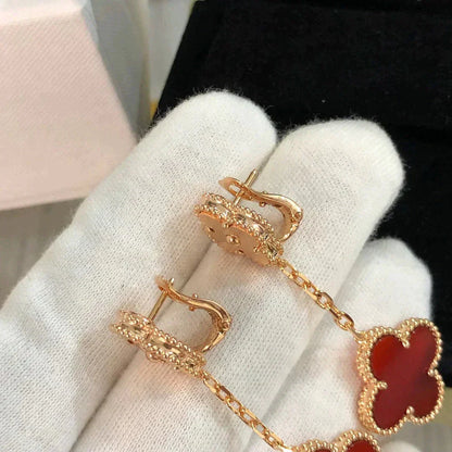 [Mystic Crown]CLOVER 2 MOTIF  LASER CARNELIAN EARRINGS